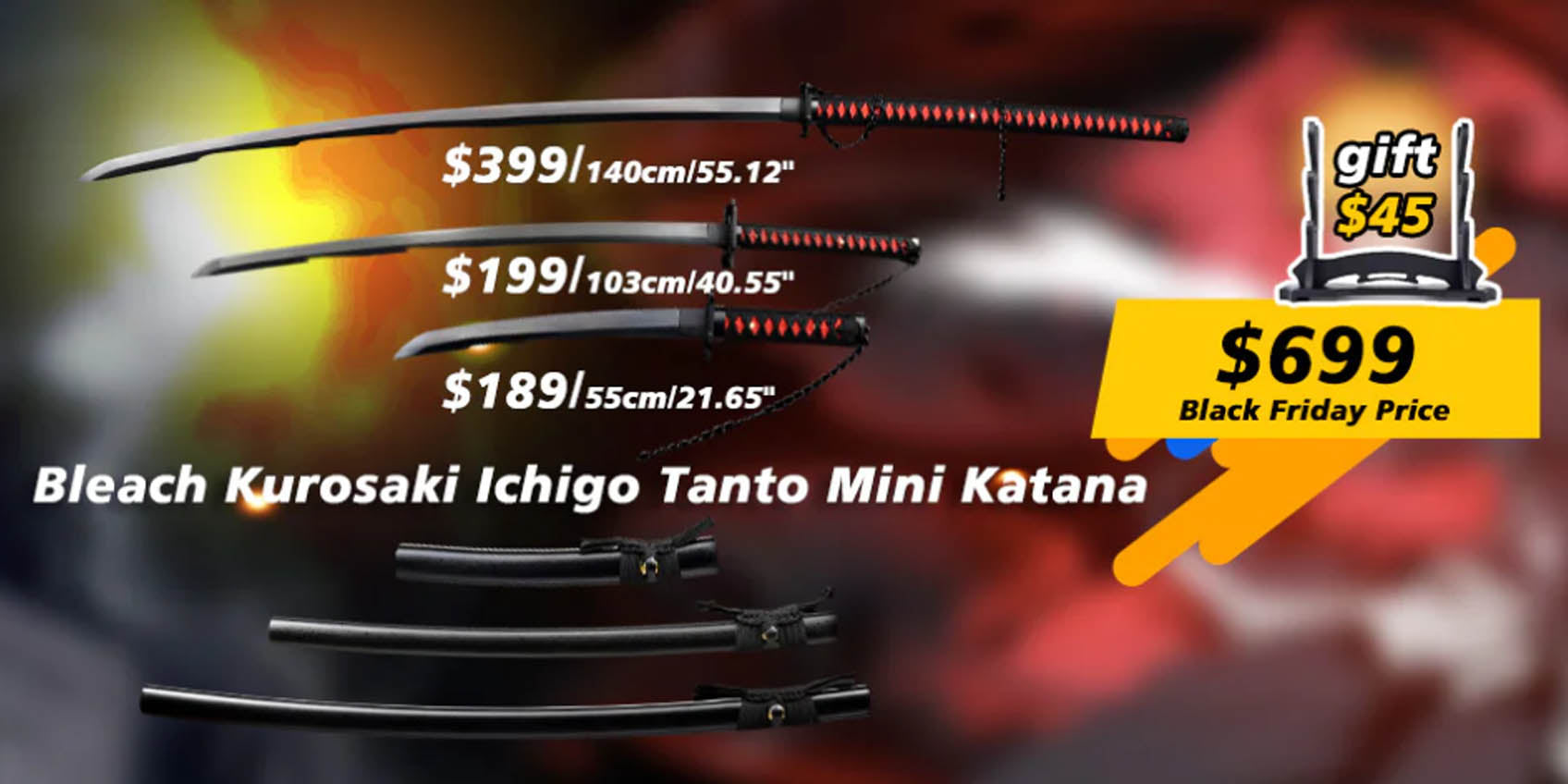 Black Friday Exclusive: COOLKATANA Bleach Ichigo Bankai Sword Set