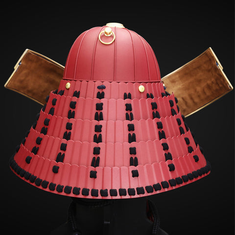 Handmade Life-Size Yoroi，Red Arima Clan Samurai Armor Set with Kuro Kuwagata Helmet