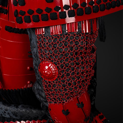 Handmade Red Sanada Nobuyuki Clan Samurai Armor, Life-Size Yoroi