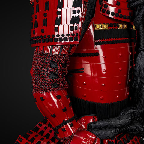 Handmade Red Sanada Nobuyuki Clan Samurai Armor, Life-Size Yoroi