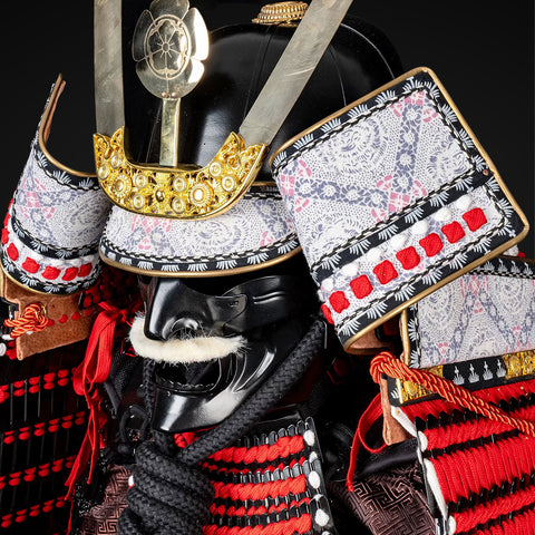 Handmade Life-Size Yoroi ,Oda Clan Kachi Brown & Red Samurai Armor