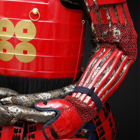 Handmade Life-Size Yoroi,Red Yukimura Sanada Samurai Armor with Deer Antlers