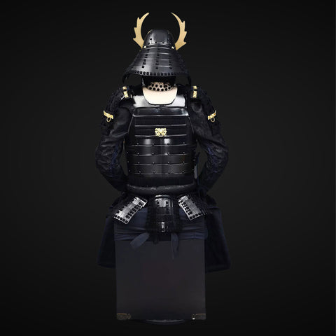 Handmade Life Size Yoroi,Tokugawa Clan Black Samurai Armor Set with Helmet