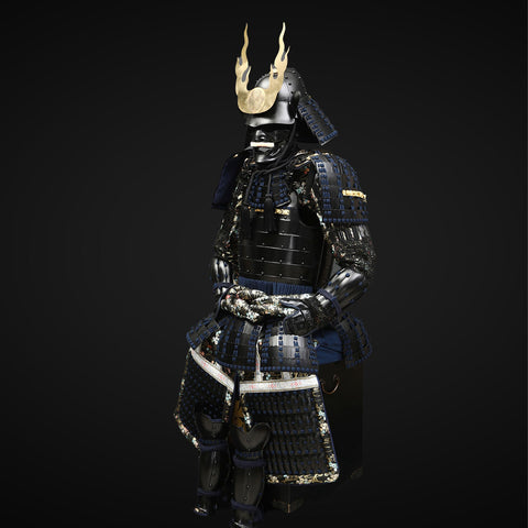 Handmade Life Size Yoroi,Tokugawa Clan Black Samurai Armor with Helmet