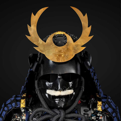 Handmade Life-Size Tokugawa Clan Samurai Armor – Black & Blue Yoroi