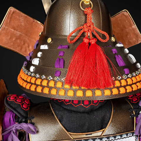 Handmade Life-Size Yoroi,Oda Clan Kachi Brown & Purple Samurai Armor