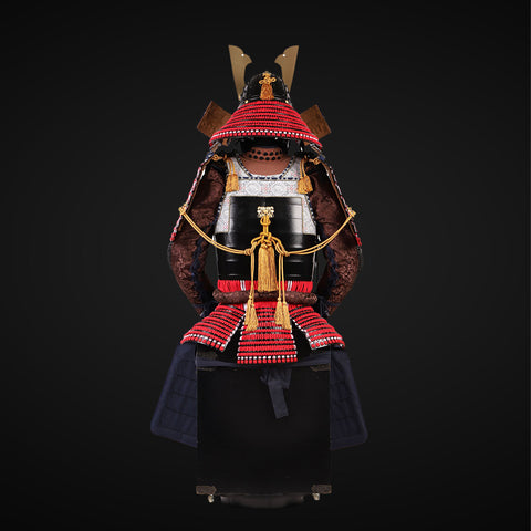 Handmade Life Size Yoroi,Takeda Clan Red Samurai Armor with Kuro Kuwagata Helmet