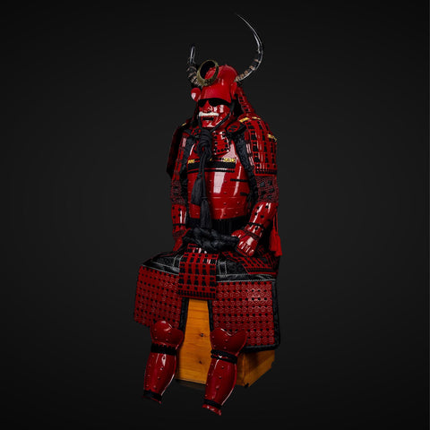 Handmade Red Sanada Nobuyuki Clan Samurai Armor, Life-Size Yoroi