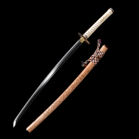 Dragon Scales T10 Forged Katana with Genuine Ray Skin Handle and Gold-Silver Copper Fittings