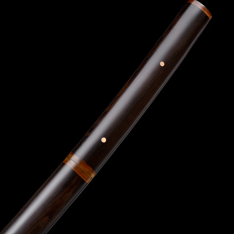 Ebony Wood Saya Katana Laido with T10 Forged Blade, Copper Guard, and Yellow Cow Horn Inlays