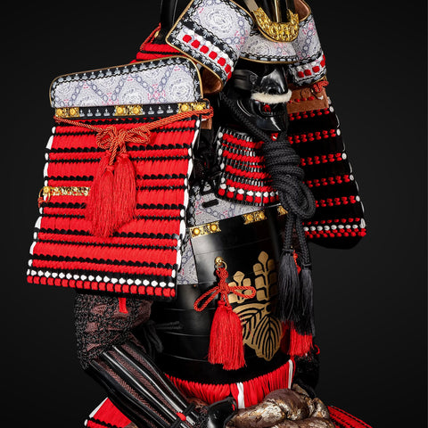 Handmade Life-Size Yoroi ,Oda Clan Kachi Brown & Red Samurai Armor