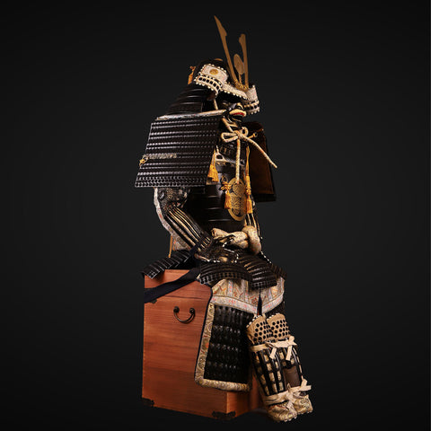 Handmade Life Size Yoroi,Tokugawa Clan Black and White Samurai Armor with Helmet