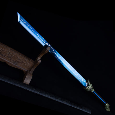 Handmade Chinese Tang Dao Sword - Manganese Steel with Wolf Head Carved-QQ03856-COOLKATANA