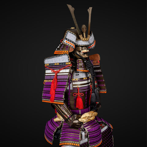 Handmade Life-Size Yoroi,Oda Clan Kachi Brown & Purple Samurai Armor