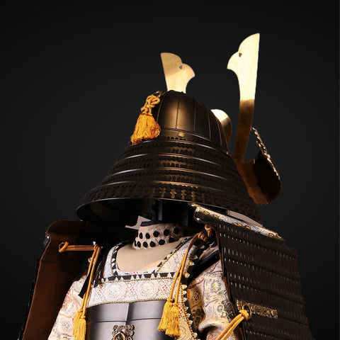 Handmade Life Size Yoroi,Tokugawa Clan Black and White Samurai Armor with Helmet