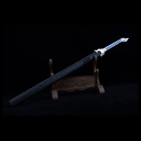 Handmade Chinese Tang Dao Sword - Manganese Steel with Wolf Head Carved-QQ03856-COOLKATANA