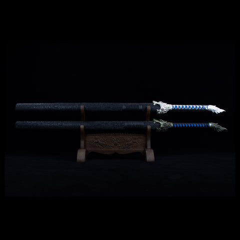 Handmade Chinese Tang Dao Sword - Manganese Steel with Wolf Head Carved-QQ03856-COOLKATANA