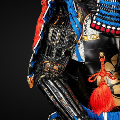 Handmade Life-Size Oda Clan Samurai Armor – Kachi Blue & Black Yoroi