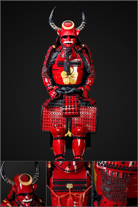 Handmade Life-Size Sanada Nobuyuki Clan Samurai Armor – Red Yoroi