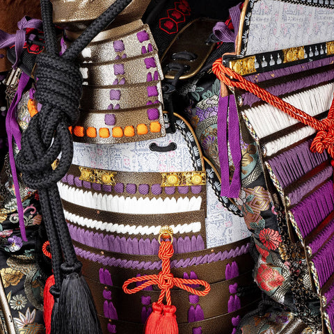 Handmade Life-Size Yoroi,Oda Clan Kachi Brown & Purple Samurai Armor