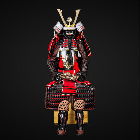 Handmade Life-Size Yoroi ,Oda Clan Kachi Brown & Red Samurai Armor