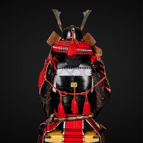 Handmade Life-Size Yoroi ,Oda Clan Kachi Brown & Red Samurai Armor