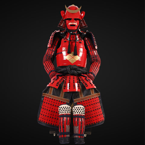 Handmade Takeda Clan Life-Size Yoroi,Japanese Samurai Armor with Red Suji Kabuto Helmet