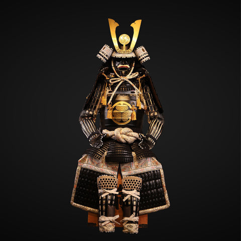 Handmade Life Size Yoroi,Tokugawa Clan Black and White Samurai Armor with Helmet