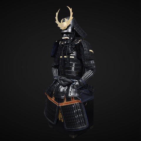 Handmade Life Size Yoroi,Tokugawa Clan Black Samurai Armor Set with Helmet