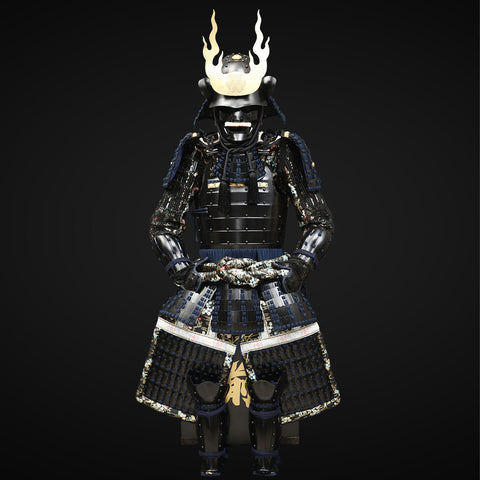 Handmade Life Size Yoroi,Tokugawa Clan Black Samurai Armor with Helmet