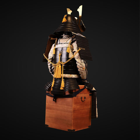 Handmade Life Size Yoroi,Tokugawa Clan Black and White Samurai Armor with Helmet