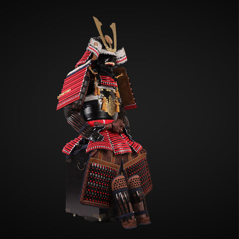 Handmade Life Size Yoroi,Takeda Clan Red Samurai Armor with Kuro Kuwagata Helmet