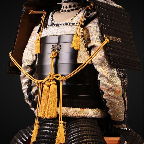 Handmade Life Size Yoroi,Tokugawa Clan Black and White Samurai Armor with Helmet