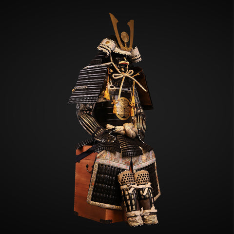 Handmade Life Size Yoroi,Tokugawa Clan Black and White Samurai Armor with Helmet