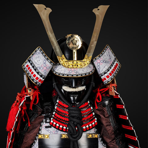 Handmade Life-Size Yoroi ,Oda Clan Kachi Brown & Red Samurai Armor