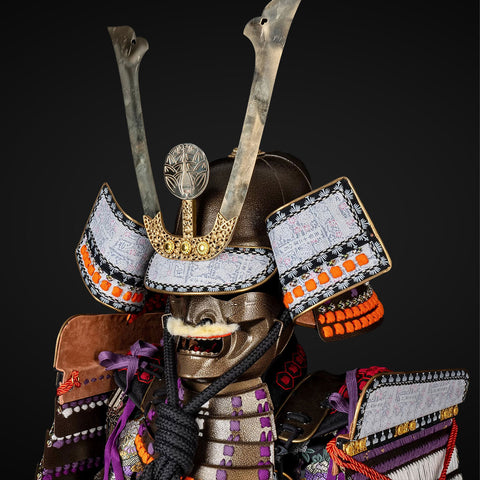 Handmade Life-Size Yoroi,Oda Clan Kachi Brown & Purple Samurai Armor