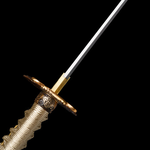 Dragon Scales T10 Forged Katana with Genuine Ray Skin Handle and Gold-Silver Copper Fittings