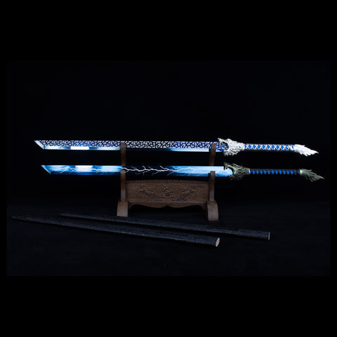 Handmade Chinese Tang Dao Sword - Manganese Steel with Wolf Head Carved-QQ03856-COOLKATANA