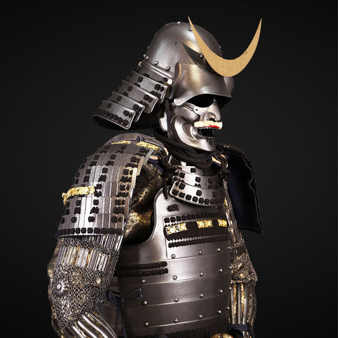 Handmade Life-Size Yoroi Masamune Date Samurai Armor with Crescent Helmet