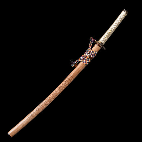 Dragon Scales T10 Forged Katana with Genuine Ray Skin Handle and Gold-Silver Copper Fittings