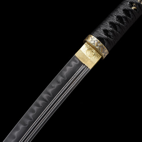 Hand-Forged Japanese Wakizashi Sword T10 High Carbon Steel Clay Tempered Full Tang Battle Ready