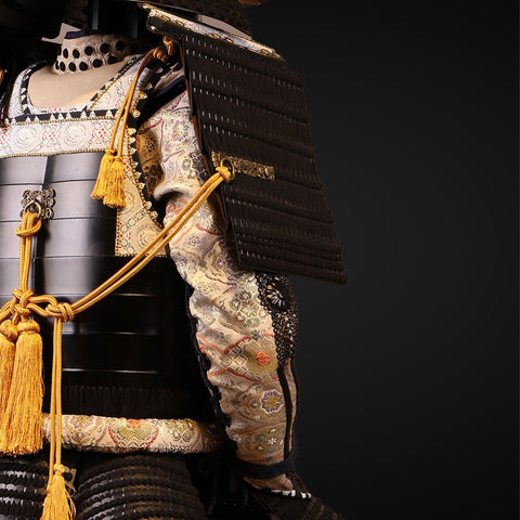 Handmade Life Size Yoroi,Tokugawa Clan Black and White Samurai Armor with Helmet