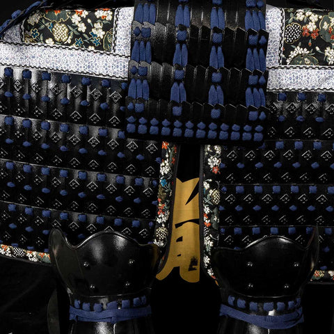 Handmade Life-Size Tokugawa Clan Samurai Armor – Black & Blue Yoroi