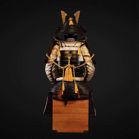 Handmade Life Size Yoroi,Tokugawa Clan Black and White Samurai Armor with Helmet