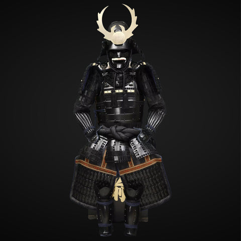 Handmade Life Size Yoroi,Tokugawa Clan Black Samurai Armor Set with Helmet