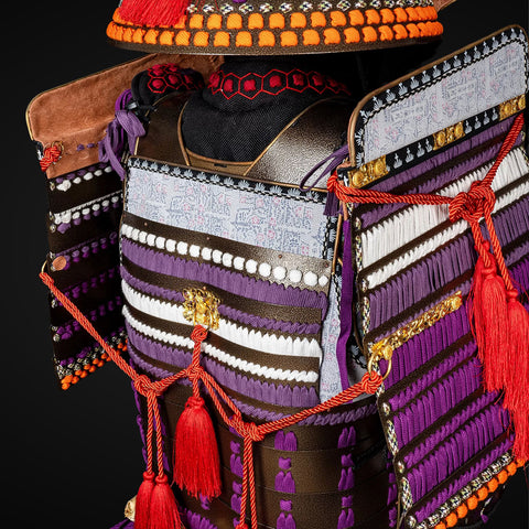 Handmade Life-Size Yoroi,Oda Clan Kachi Brown & Purple Samurai Armor