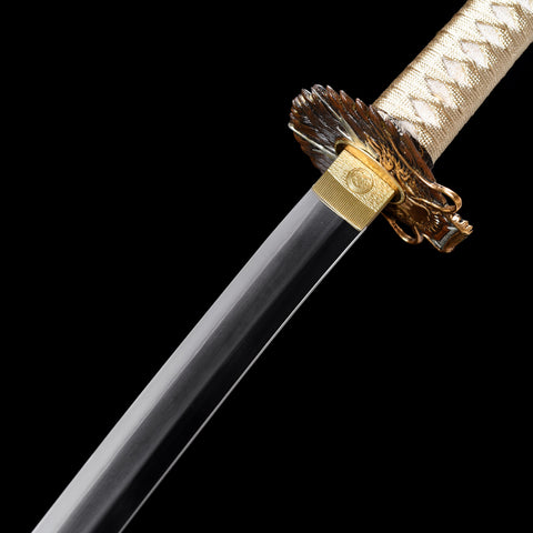 Dragon Scales T10 Forged Katana with Genuine Ray Skin Handle and Gold-Silver Copper Fittings