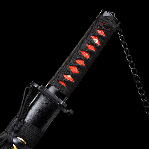 0130mini-U Coolkatana 
Bleach Anime Ichigo Tanto Mini Katana Shout Sword New Tensa Zangetsu Tsuba Fitting Red Rayskin Black  ITO