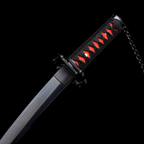 0130mini-U Coolkatana 
Bleach Anime Ichigo Tanto Mini Katana Shout Sword New Tensa Zangetsu Tsuba Fitting Red Rayskin Black  ITO Black Saya