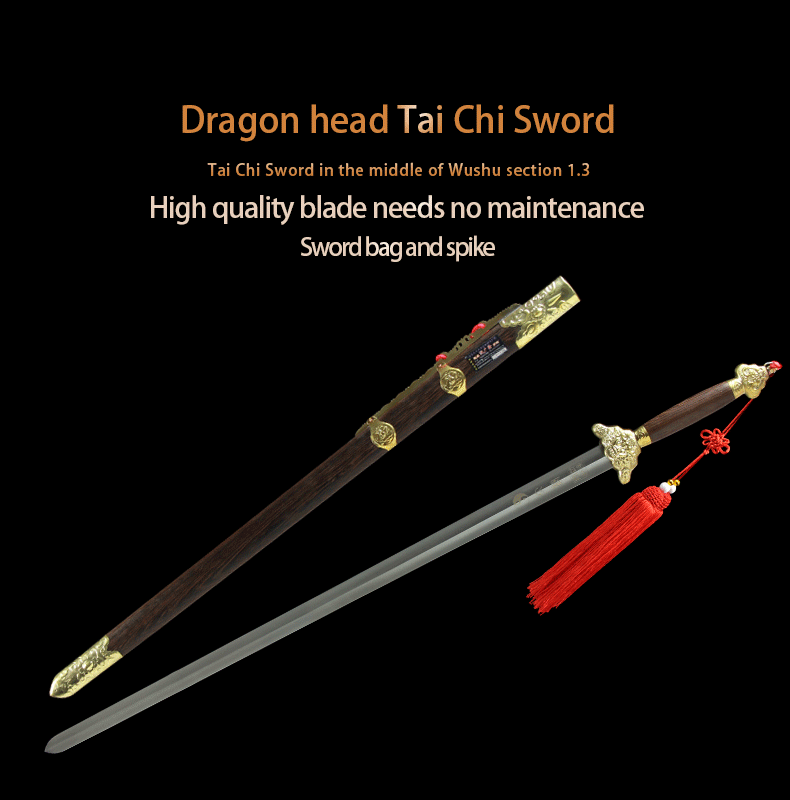 Chinese Sword Dragon Head Tai Chi Jian Stainless Steel Martial Arts Sw ...